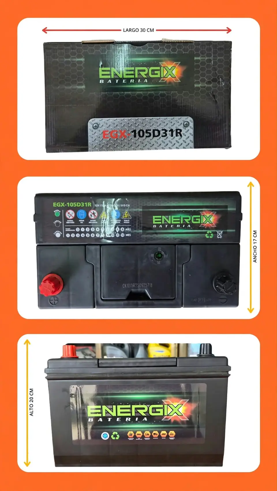 BATERIA DE 90AH 750CCA ENERGIX POSITIVO A LA IZQUIERDA  1