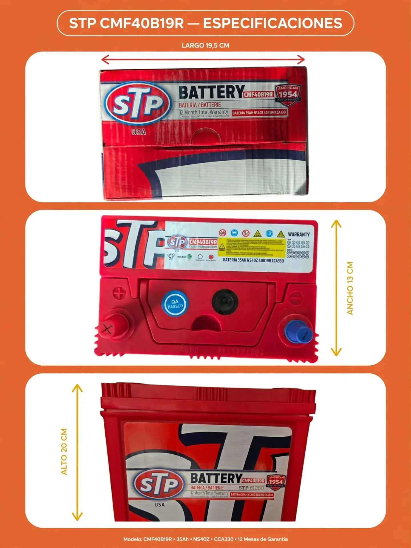 BATERIA DE 35AH 330CCA STP POSITIVO A LA IZQUIERDA  1