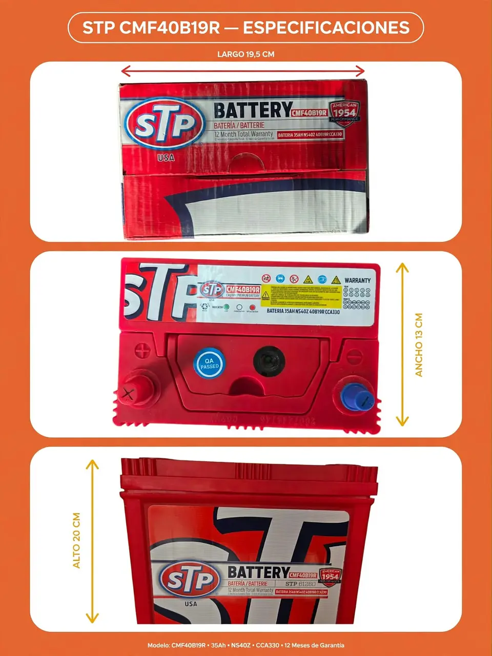 BATERIA DE 35AH 330CCA STP POSITIVO A LA IZQUIERDA  1