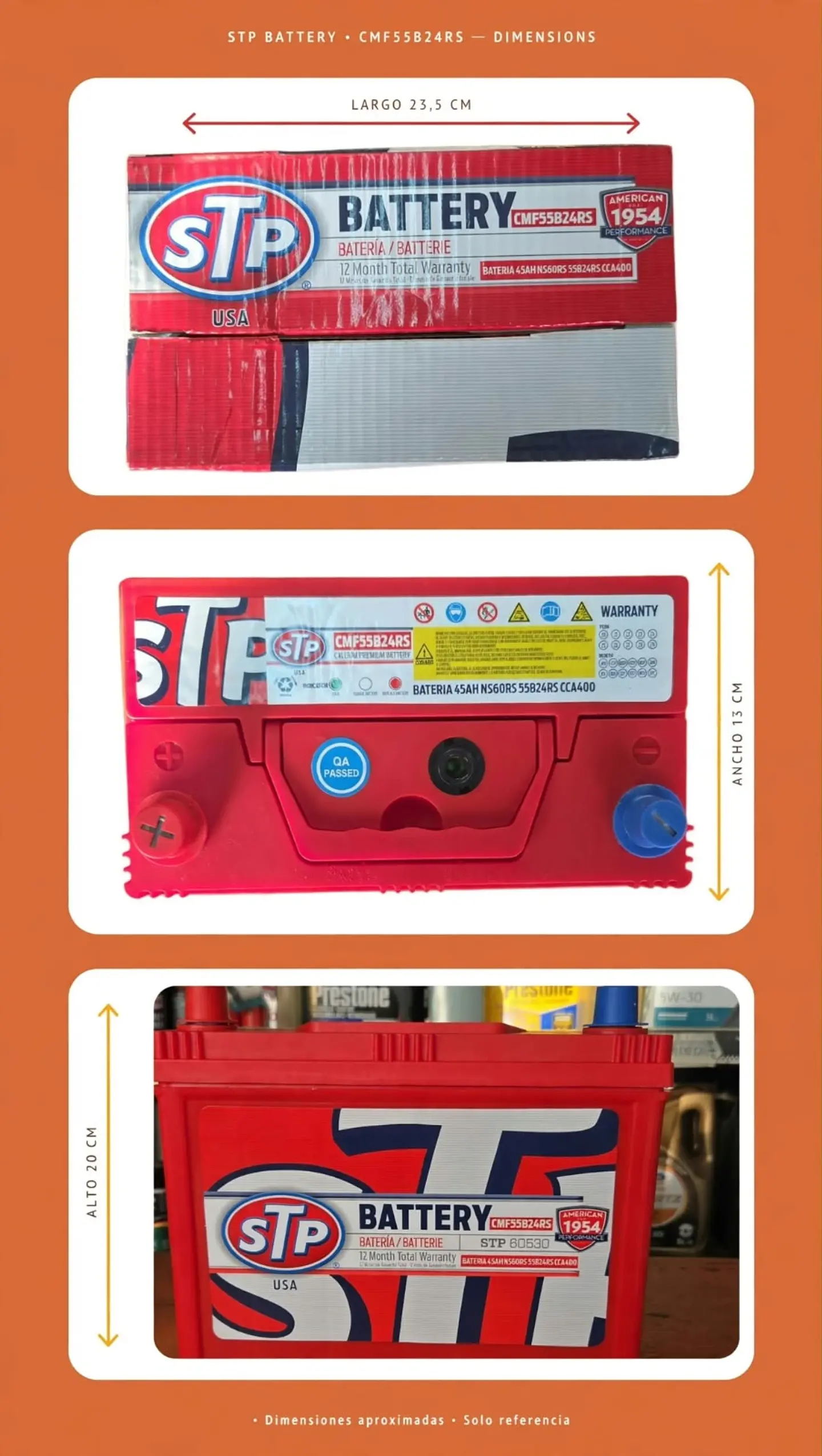 BATERIA DE 45AH 400CCA STP POSITIVO A LA IZQUIERDA  1