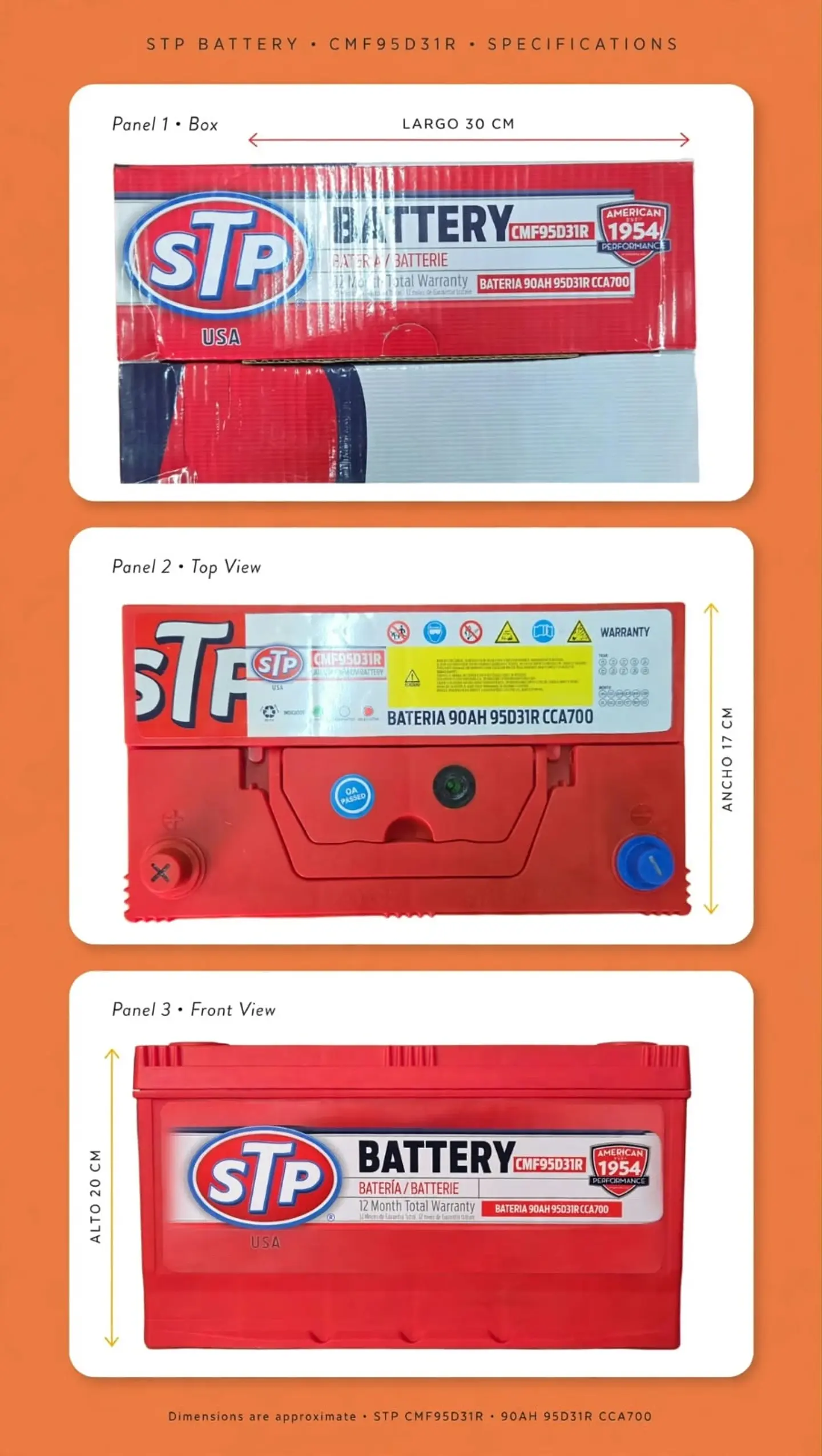 BATERIA 90AH 700CCA STP POSITIVO A LA IZQUIERDA   1