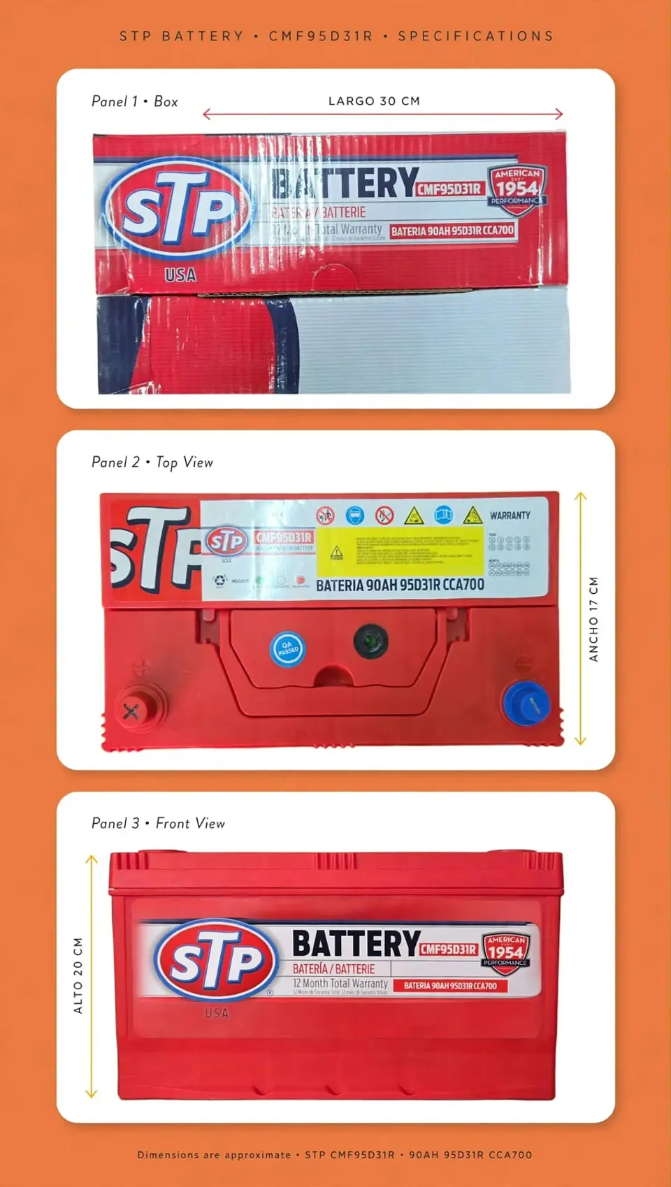 BATERIA 90AH 700CCA STP POSITIVO A LA IZQUIERDA   1