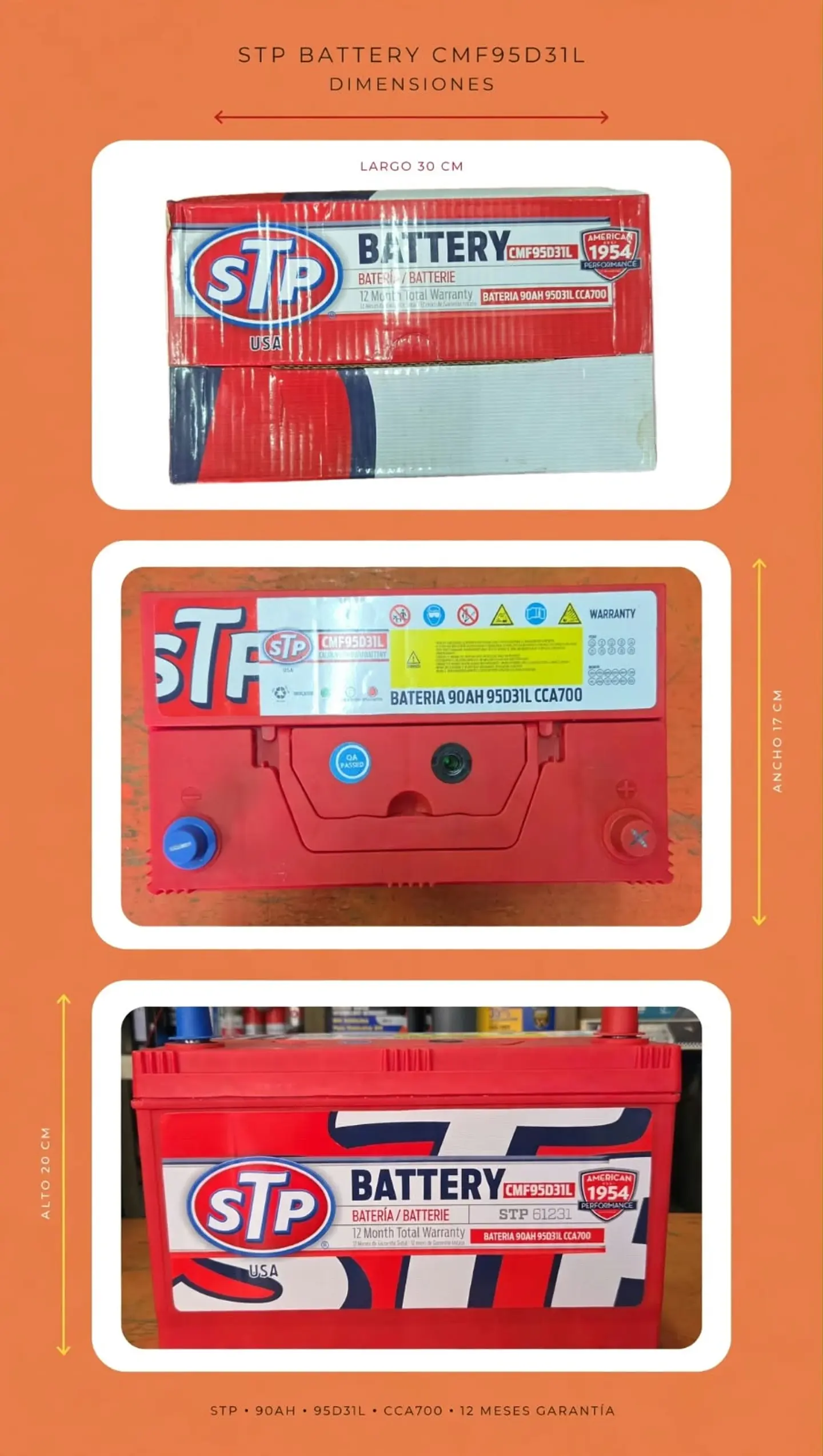 BATERIA 90AH 700CCA STP POSITIVO A LA DERECHA  1