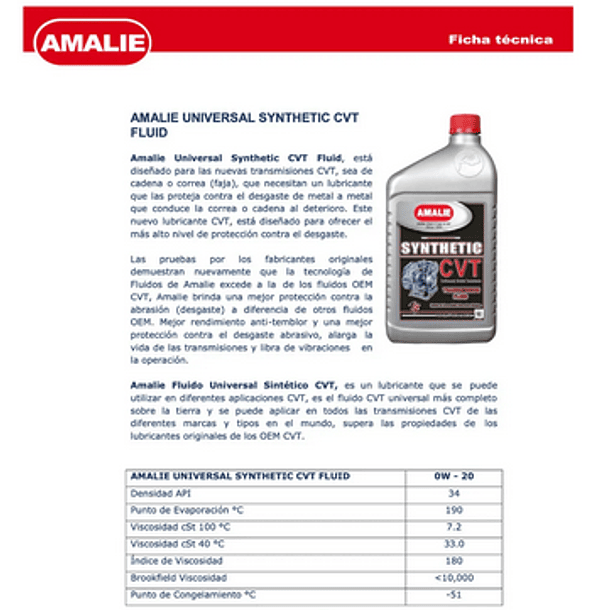 FLUIDO TRANSMISION AUTOMATICA ATF AMALIE CVT 1L 3
