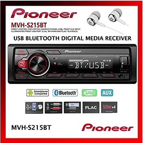 RADIO PIONEER 1 DIN ( MVH-S215BT ) DESMONTABLE MP3/ WMA/ BLT/ ANDROID / USB /FLAC / AUX / RDS