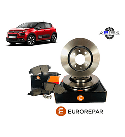 Discos + Pastillas Freno Delanteros Eurorepar Citroen C3 