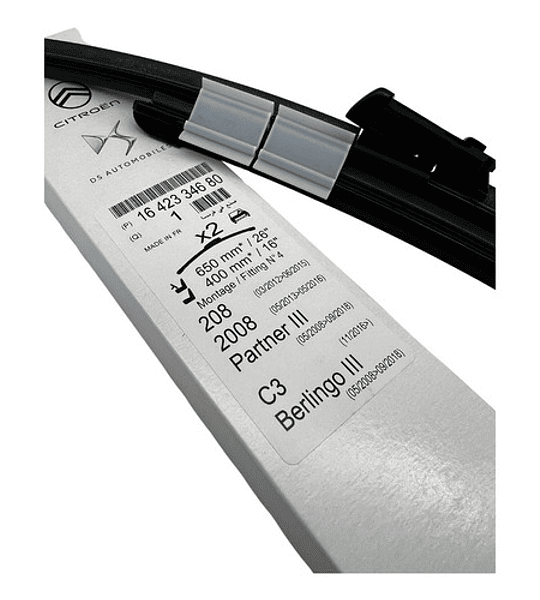 Jgo. Plumillas Originales 208 - 2008 Partner B9 Berlingo B9 Negra