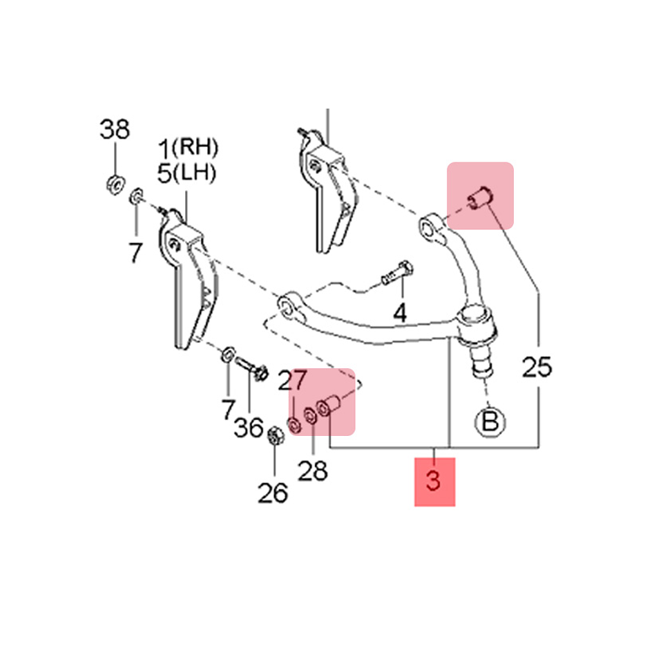 Kit Bujes Bandeja Superior Kia Besta Pregio/98-05/ Corea 3