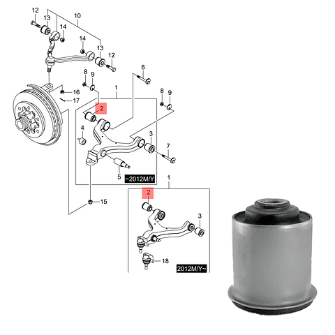 Bujes  Bandeja Inferior SSANGYONG  Rexton 13-17 Corea
