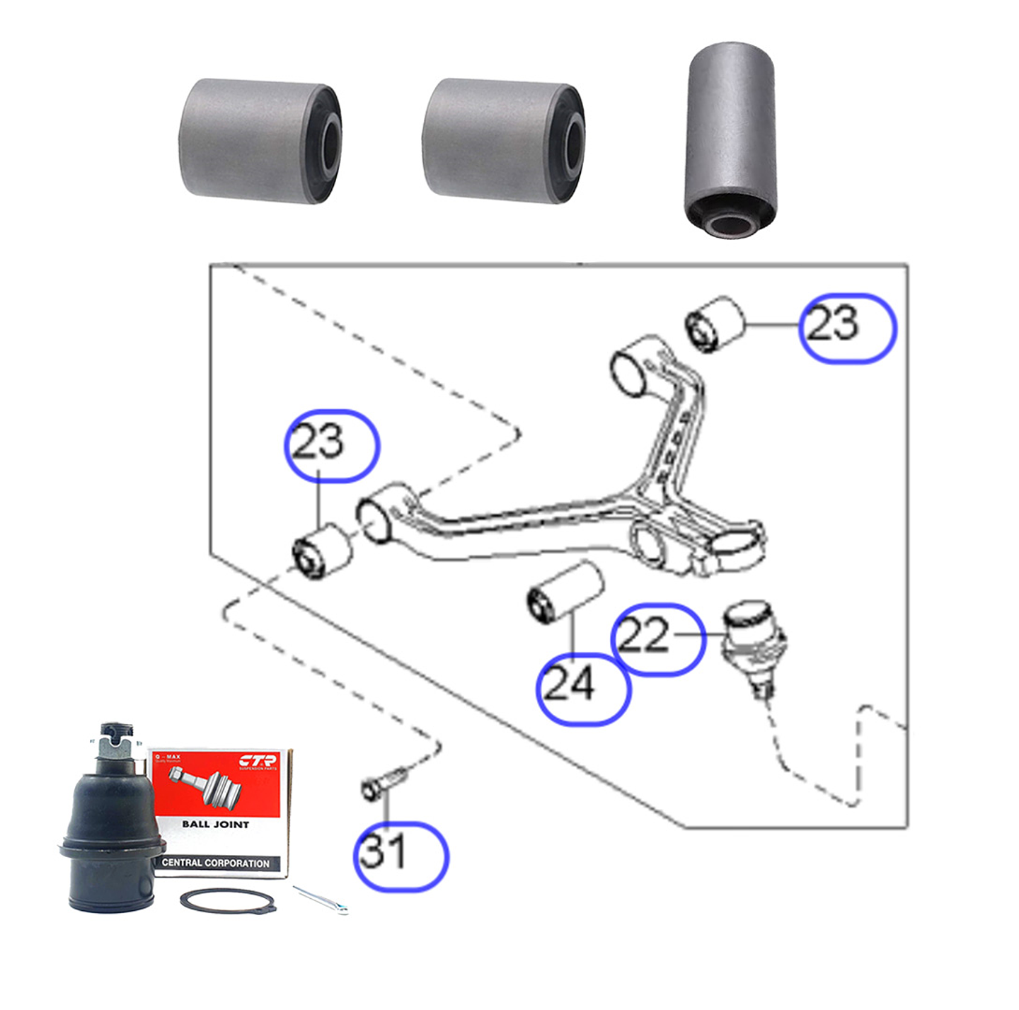 Kit de bujes Bandeja inferior Kia Besta Pregio 1995-2006   3