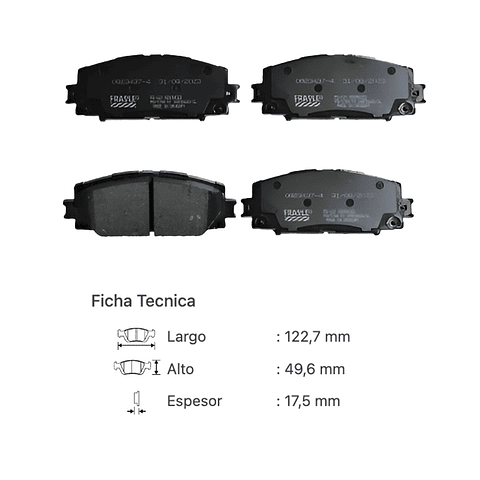 Pastillas de Freno Toyota Yaris y Yaris Sport 2006-2014