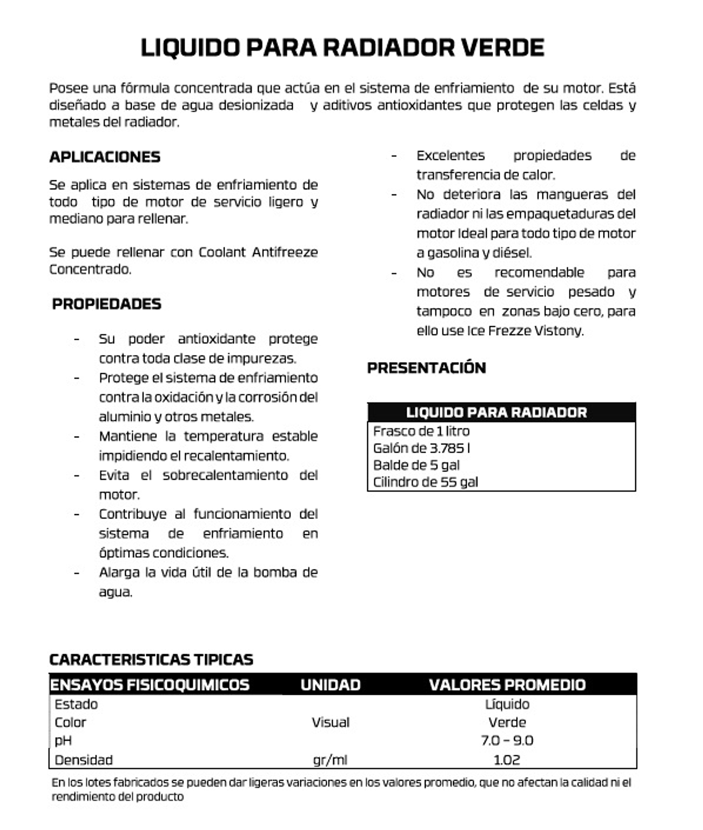 Líquido para Radiador Vistony Verde 3.785L | Uso Automotriz 3