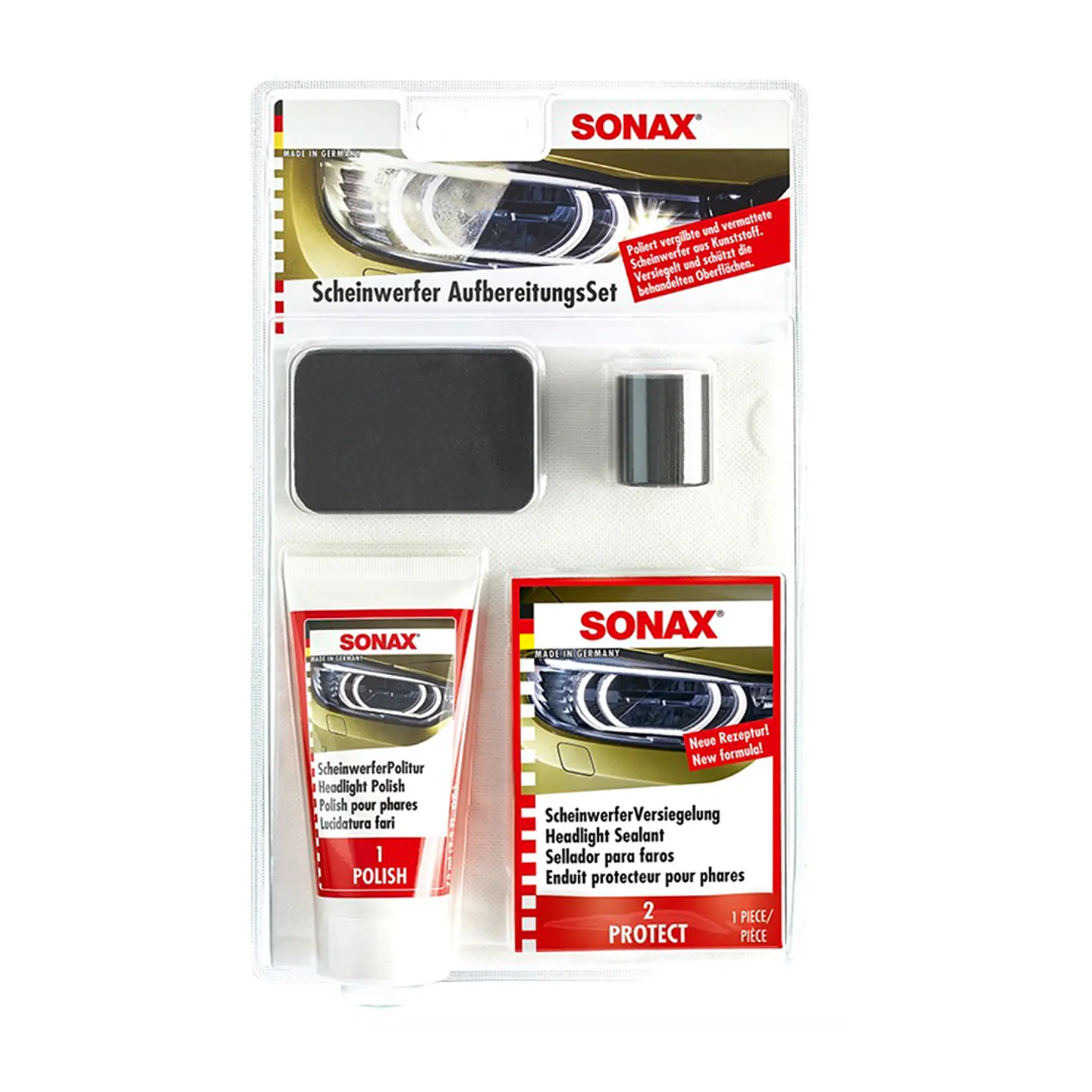 Restaurador de Faros SONAX 75ml | Kit Renovador de Focos 1