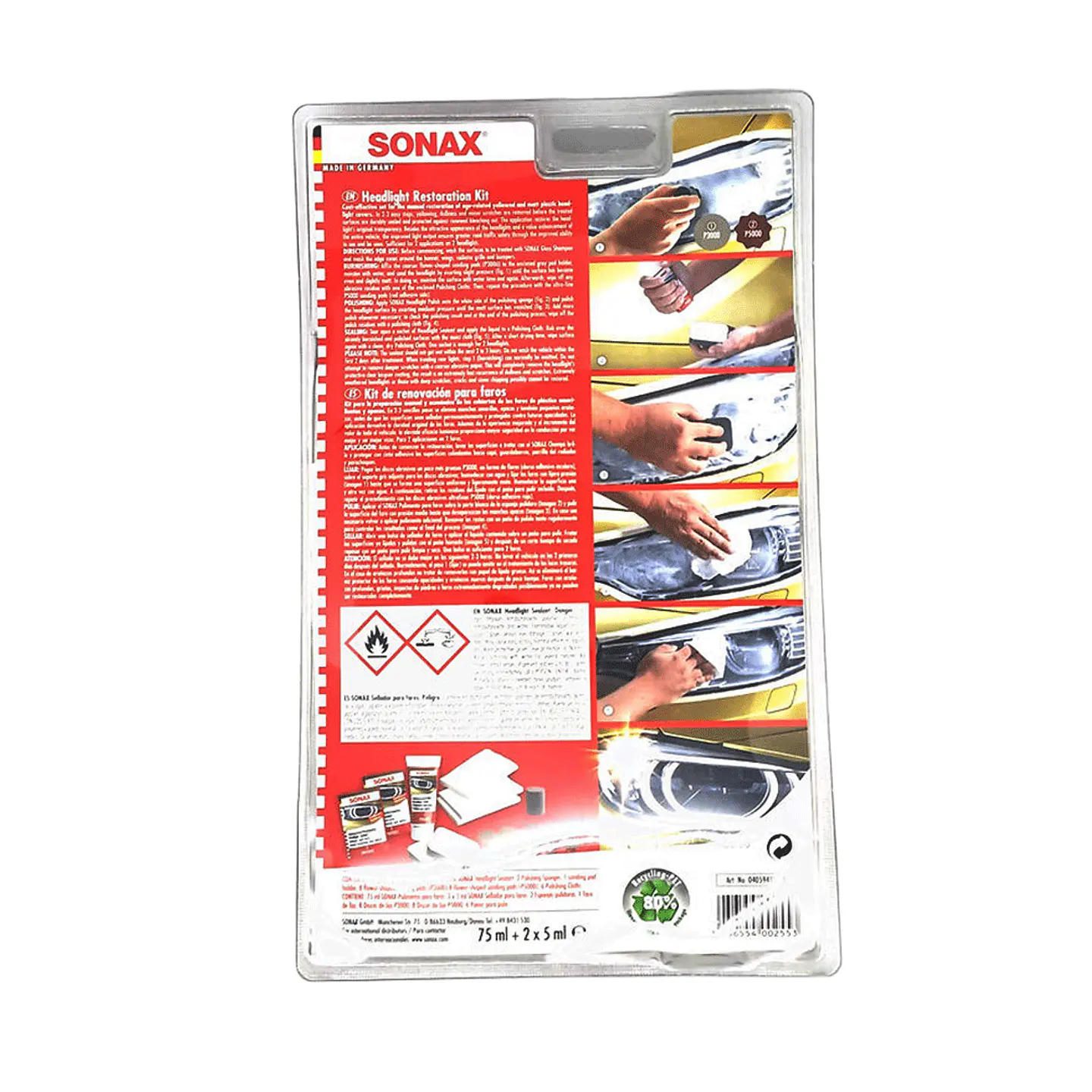 Restaurador de Faros SONAX 75ml | Kit Renovador de Focos 2