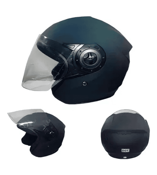 Casco De Moto Abierto Negro Mate