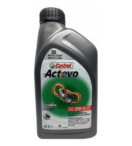 Aceite 20w50 4 Tiempos Moto Actevo Castrol 1l 