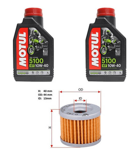 Kit Mantencion Moto 2lts 5100 10w40 + 1 Filtro Gn/en 125