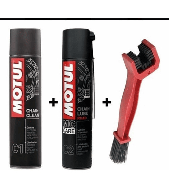 Kit Mantenimiento Cadena De Moto Motul C1 + C2 + Cepillo