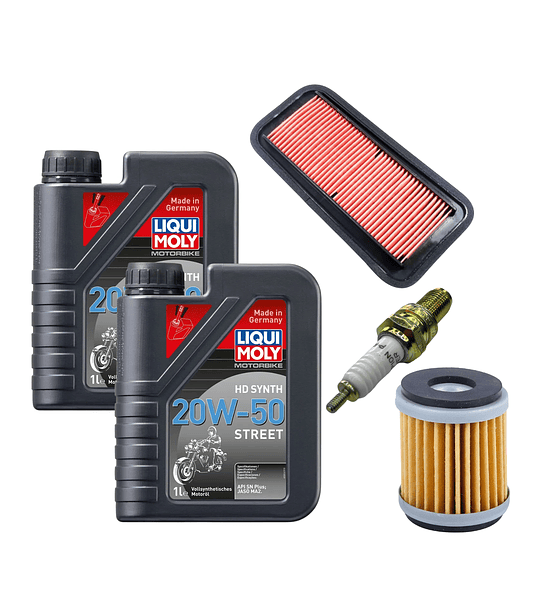 Kit Mantención Yamaha FZ 25 – Full Sintético Liqui Moly + Filtros + Bujia