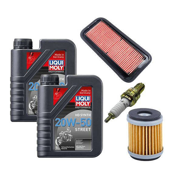 Kit Mantención Yamaha FZ 25 – Full Sintético Liqui Moly + Filtros + Bujia