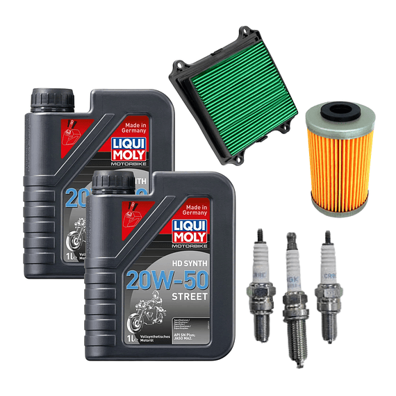 Kit Mantención Pulsar 200 – Full Sintético + Filtros + Bujías
