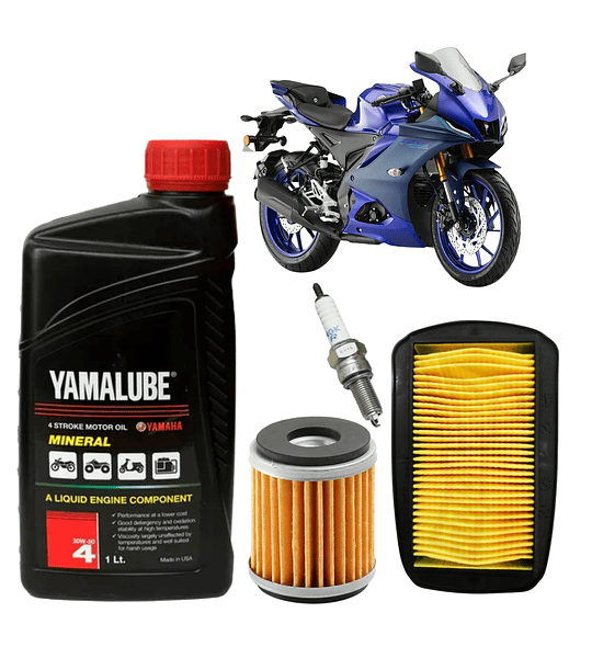 KIT MANTENCIÓN YAMAHA R15 V2 1L ACEITE + FILTROS + BUJÍA
