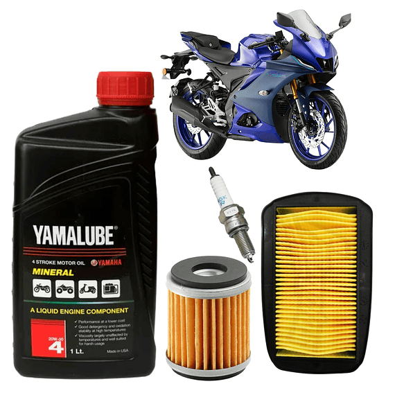 KIT MANTENCIÓN YAMAHA R15 V2 1L ACEITE + FILTROS + BUJÍA