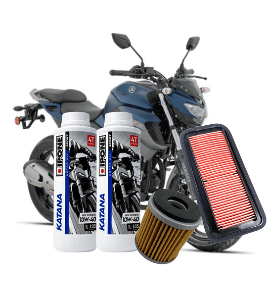 Kit Mantención Ipone 10W-40 Full Sintético para Yamaha FZ25 + Filtros