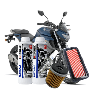 Kit Mantención Ipone 10W-40 Full Sintético para Yamaha FZ25 + Filtros + Bujía
