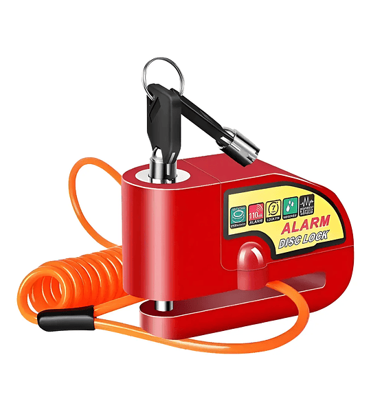 Candado Con Alarma Freno Disco Moto + Piola Recordatoria