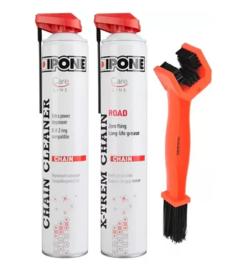 Kit Lubricante + Limpiador De Cadena Ipone Moto C/ Cepillo
