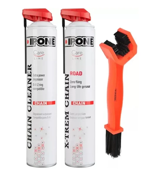 Kit Lubricante + Limpiador De Cadena Ipone Moto C/ Cepillo