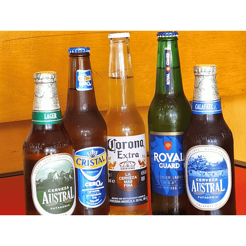 Corona, Heineken, Austral, Royal, Cristal zero