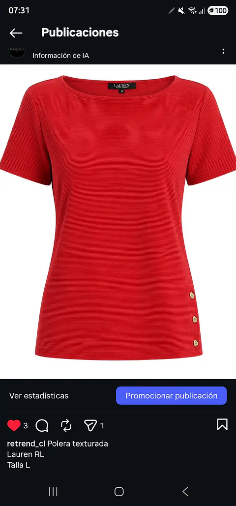 Polera Lauren Ralph lauren - Talla M