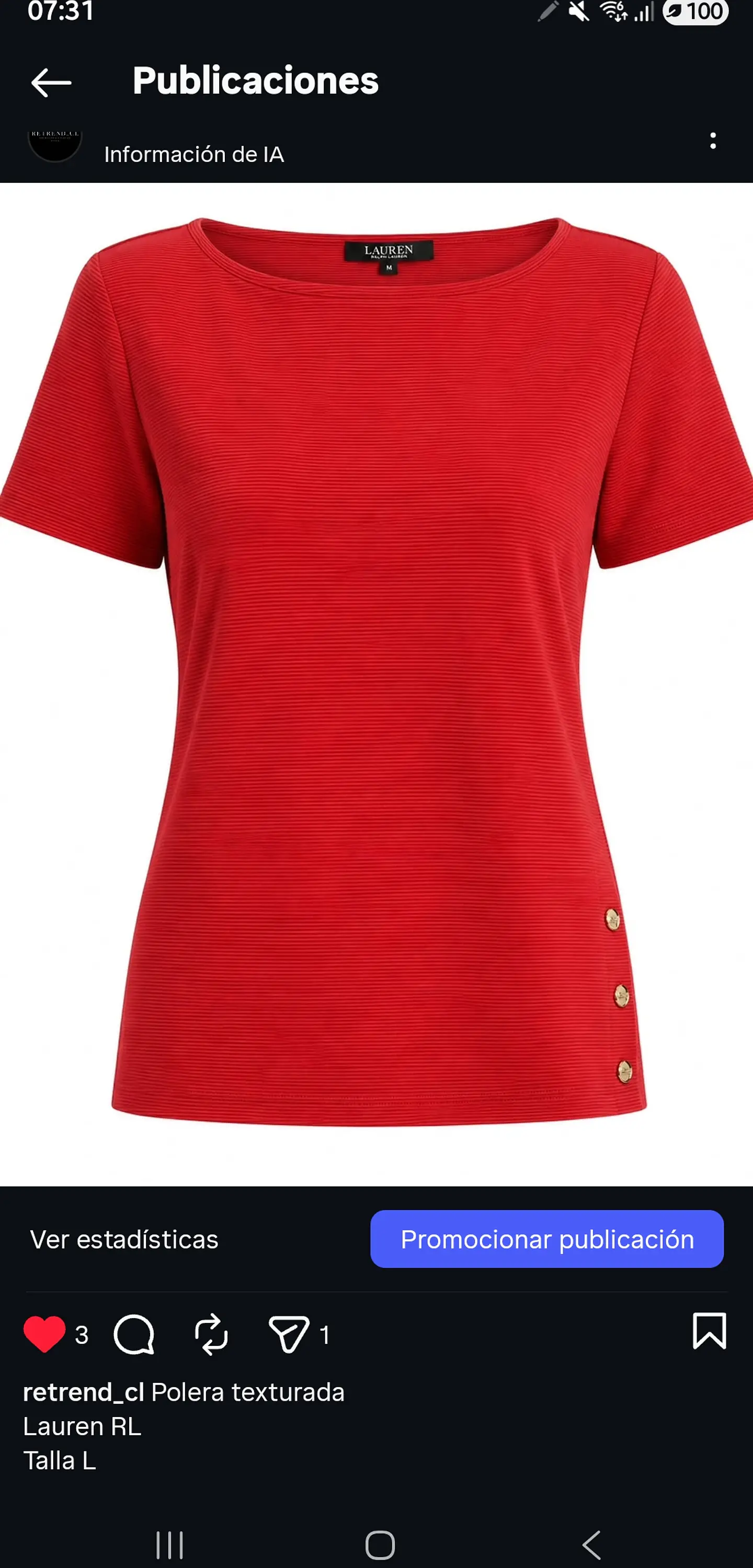 Polera Lauren Ralph lauren - Talla M 1