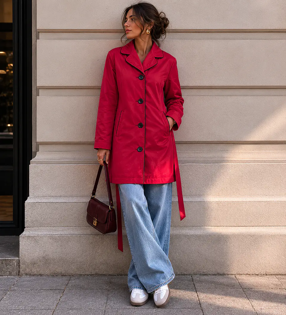 Trench Rojo Talla 16 1