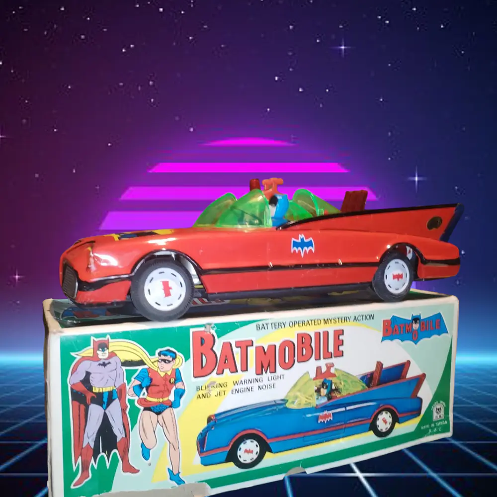 Batmobile enlatado Batman trade mark taiwan finales de los años 60 1