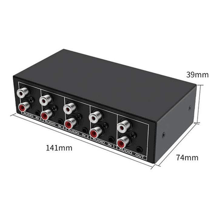Switch Splitter Audio 4 Entradas 1 Salida Rca + 3.5mm 2