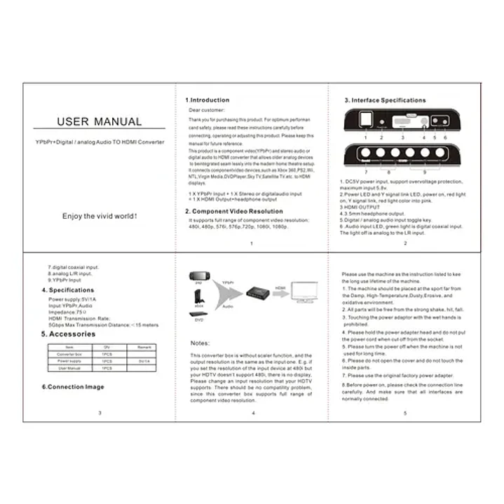 Conversor Componente Ypbpr A Hdmi 5