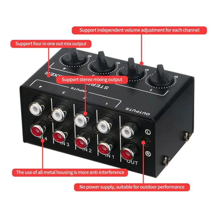 Mini Mezclador Audio Pasivo 2