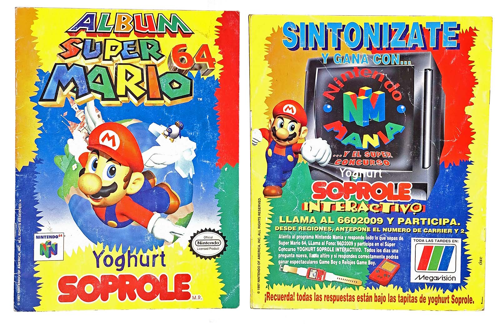 EXHIBICIÓN – ÁLBUM MARIO 64 DE TAPAS DE YOGHURT SOPROLE DEL AÑO 1997 (SEGUNDA MANO) - EXHIBICIÓN
