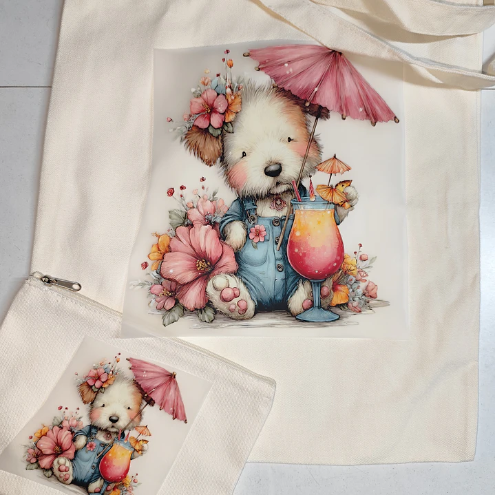 Conj Totbag e mini Necessaire Pano Cru c/DTFS 9