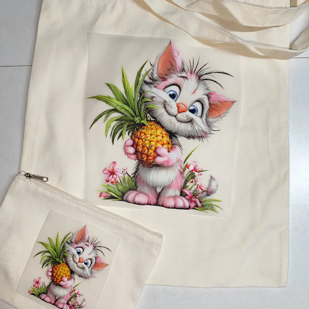 Conj Totbag e mini Necessaire Pano Cru c/DTFS 18