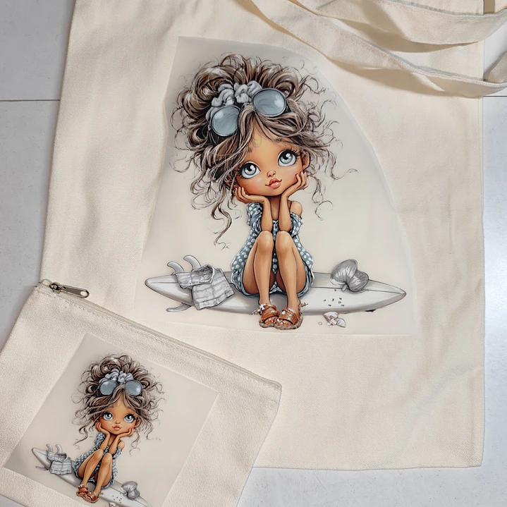 Conj Totbag e mini Necessaire Pano Cru c/DTFS 19