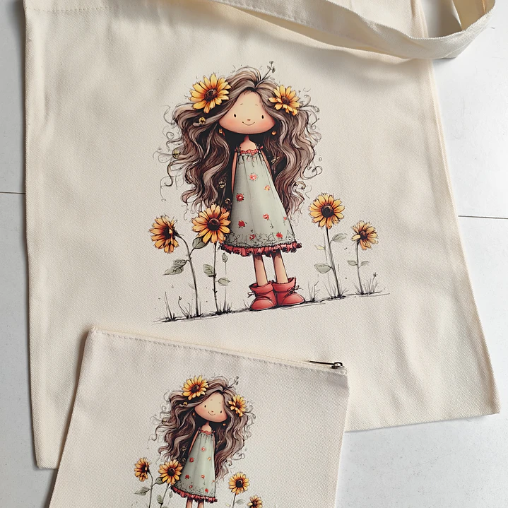 Conj Totbag e mini Necessaire Pano Cru c/DTFS 1