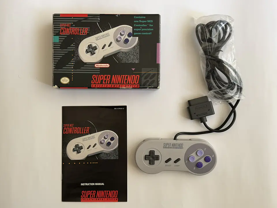 Control Super Nintendo SNES Original con Caja y Manual 2