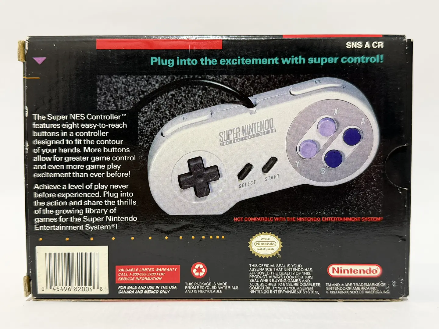 Control Super Nintendo SNES Original con Caja y Manual 3