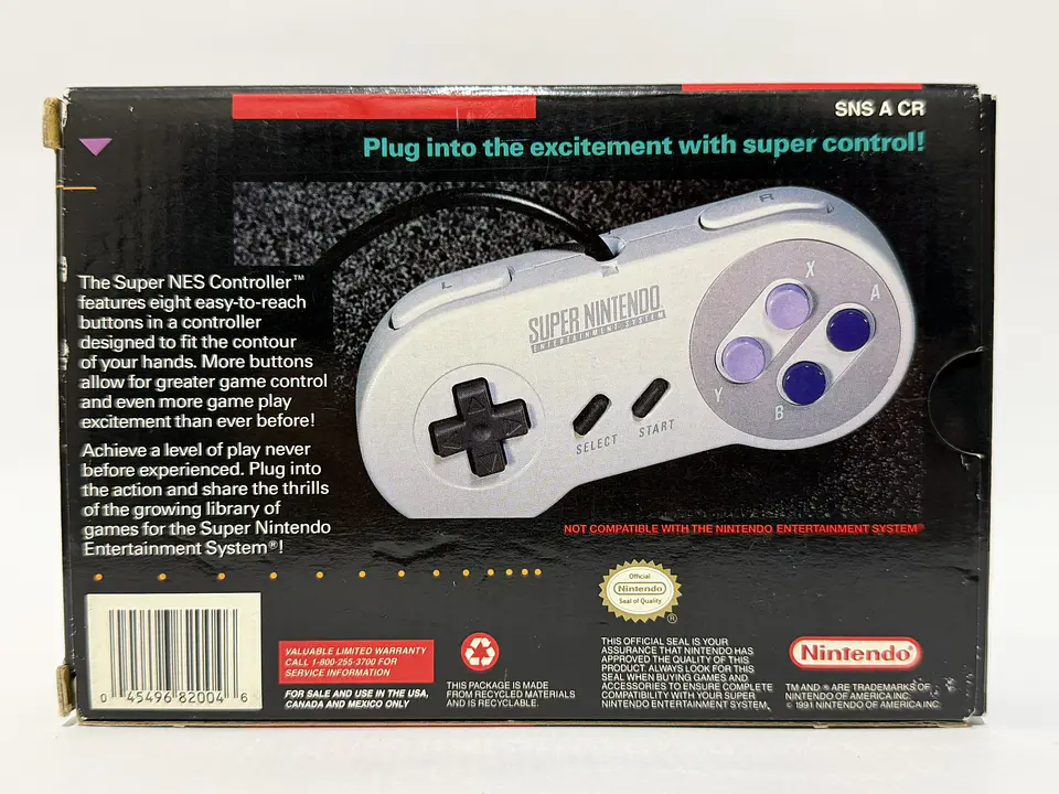 Control Super Nintendo SNES Original con Caja y Manual 3