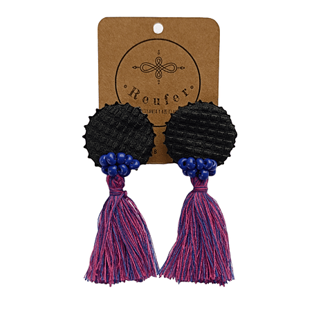 Aros diseño único hecho a mano. Tapitas con borlas - 21