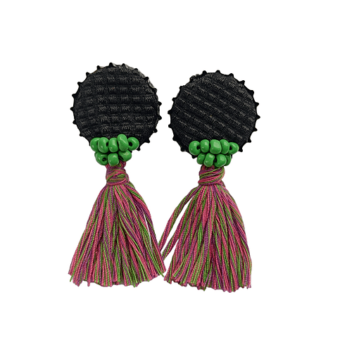 Aros diseño único hecho a mano. Tapitas con borlas - 27